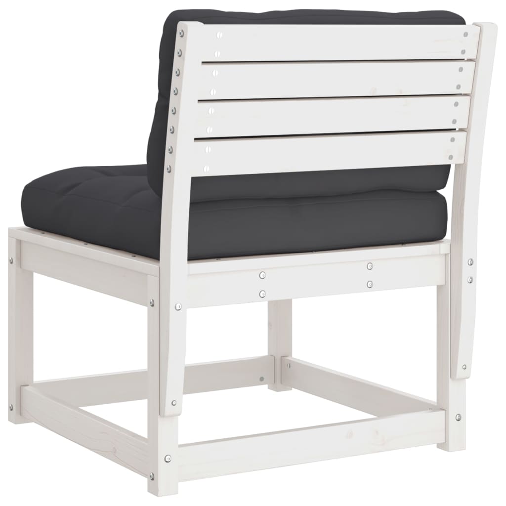 Καναπέδες Κήπου 2 τεμ. Λευκοί Μασίφ Ξύλο Πεύκου με Μαξιλάρια - Pakobazaar