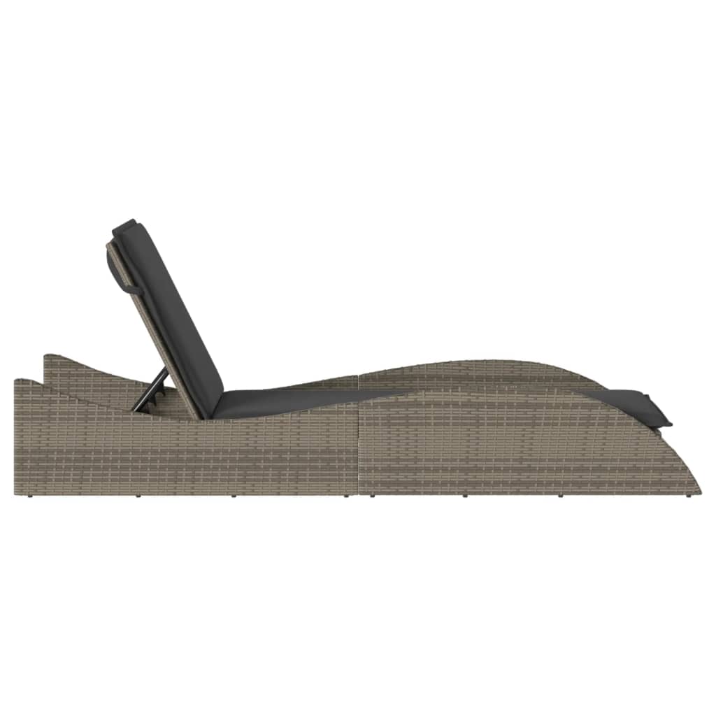 Ξαπλώστρα Γκρι 60x205x73 εκ. από Συνθετικό Ρατάν με Μαξιλάρι