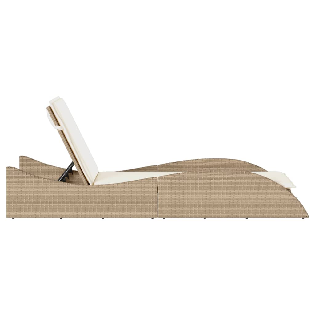 Ξαπλώστρα Μπεζ 60x205x73 εκ. από Συνθετικό Ρατάν με Μαξιλάρι