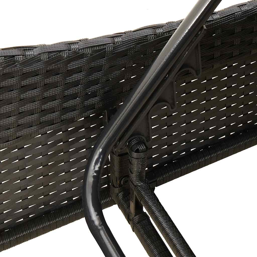 Ξαπλώστρα με Μαξιλάρι Μαύρη 60 x 205 x 73 εκ. από Συνθετικό Ρατάν