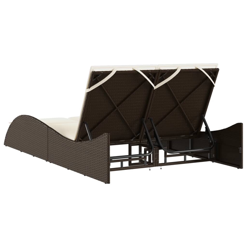 Ξαπλώστρα Καφέ 114x205x73 εκ. από Συνθετικό Ρατάν με Μαξιλάρι