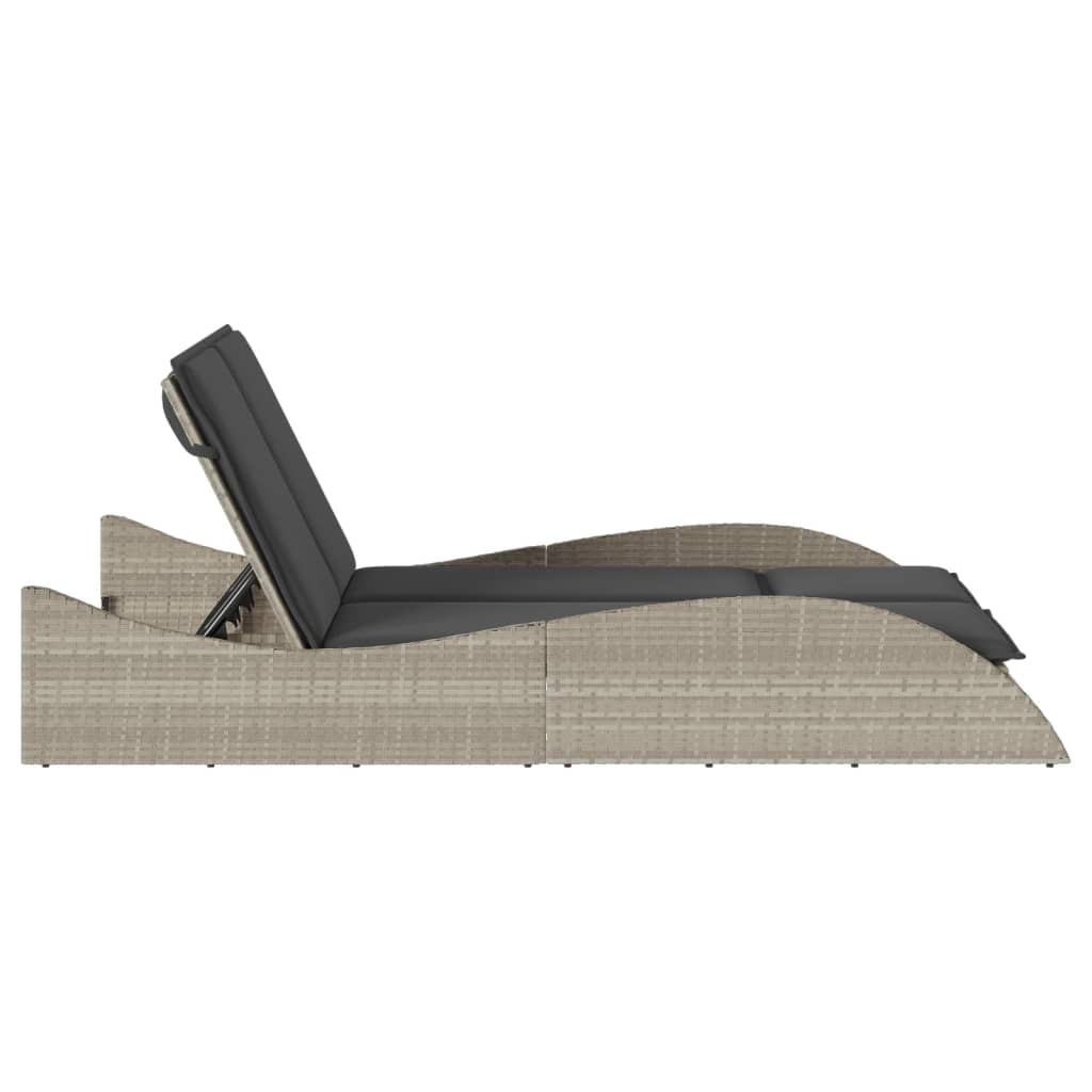 Ξαπλώστρα Αν. Γκρι 114x205x73 εκ. Συνθετικό Ρατάν με Μαξιλάρι