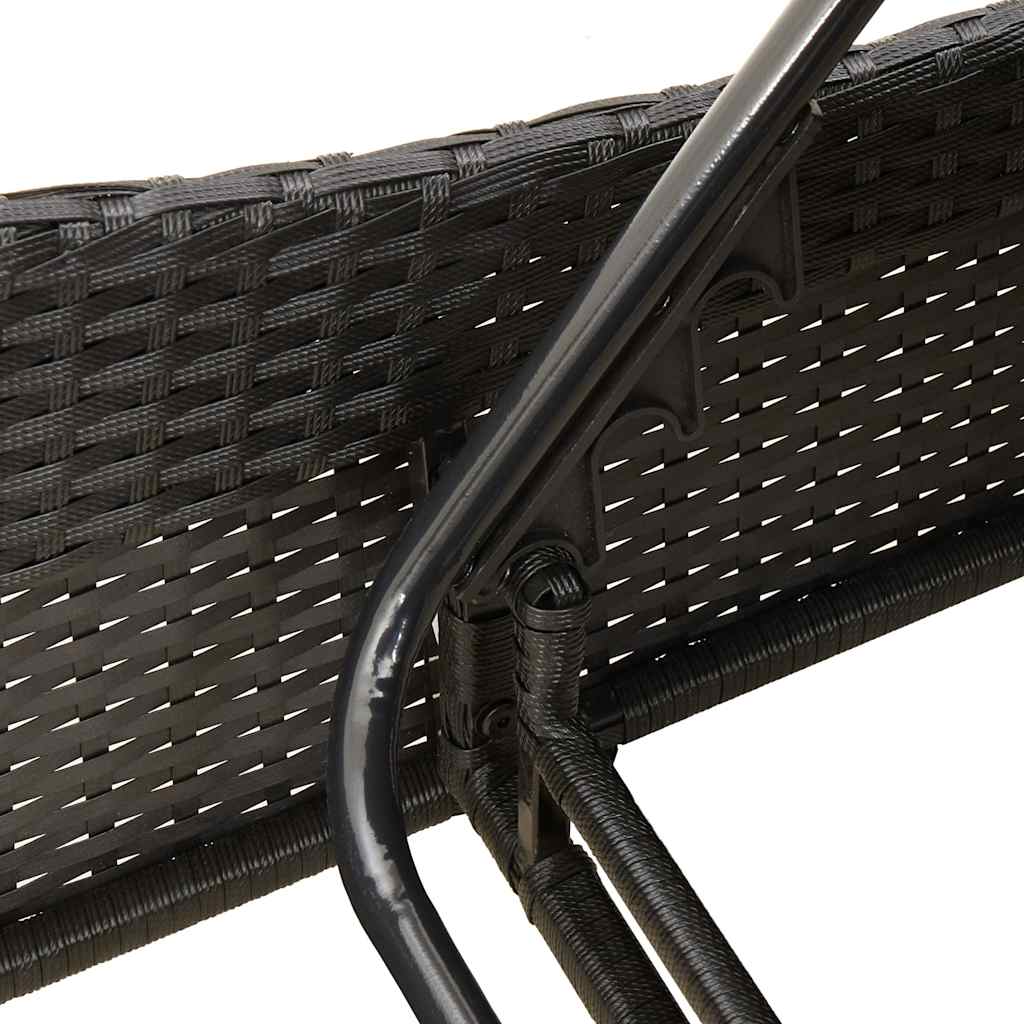 Ξαπλώστρα με Μαξιλάρια Μαύρη 114 x 205 x 73 εκ. από Συνθετικό Ρατάν