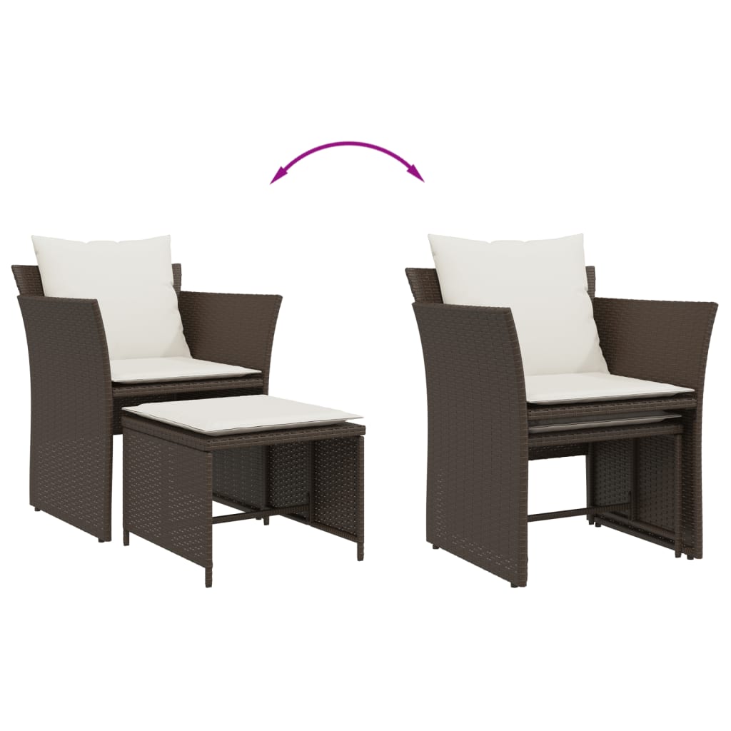 Καρέκλα Κήπου Καφέ από Συνθετικό Ρατάν με Υποπόδιο - Pakobazaar