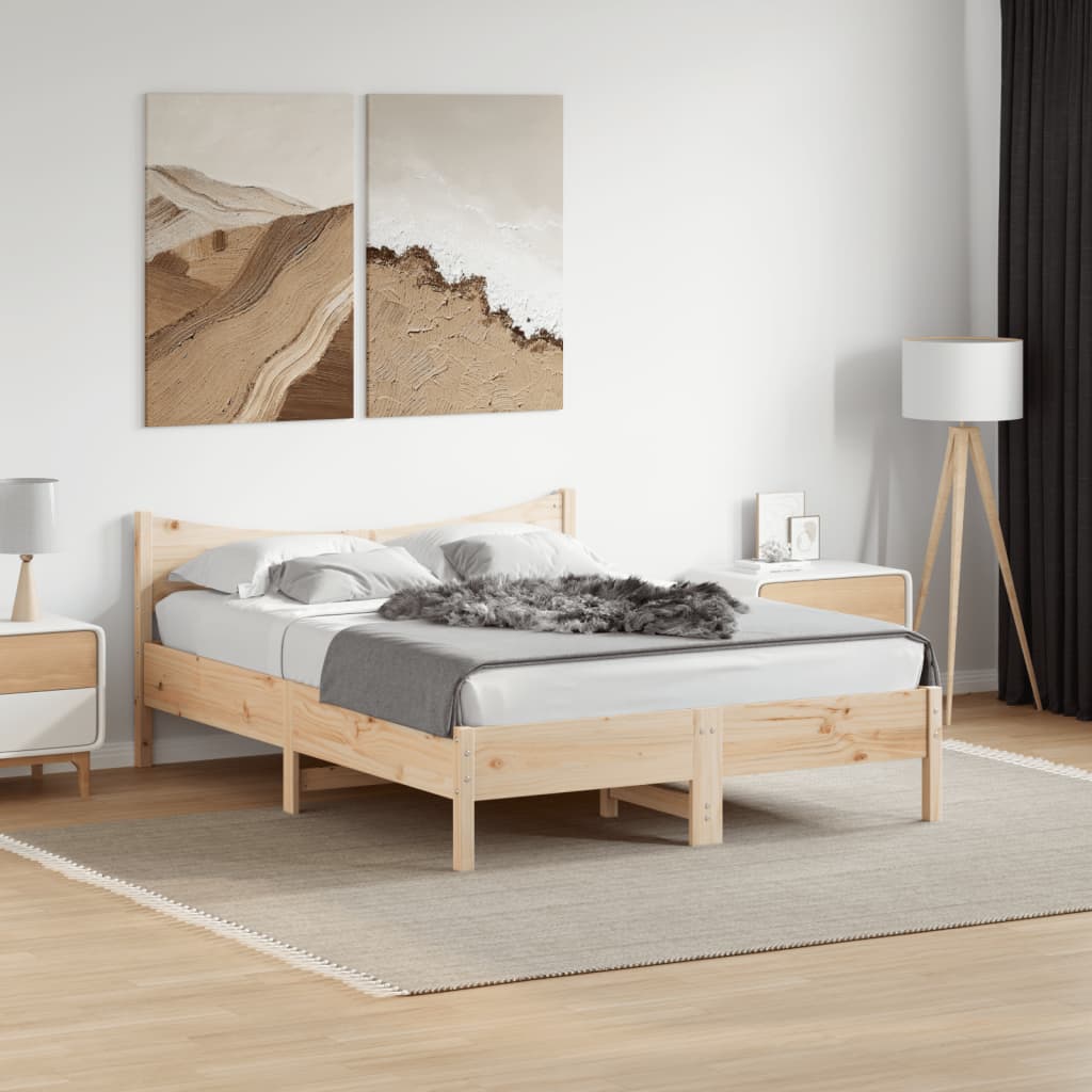 Σκελετός Κρεβατιού Χωρίς Στρώμα 140x200 εκ Μασίφ Ξύλο Πεύκου