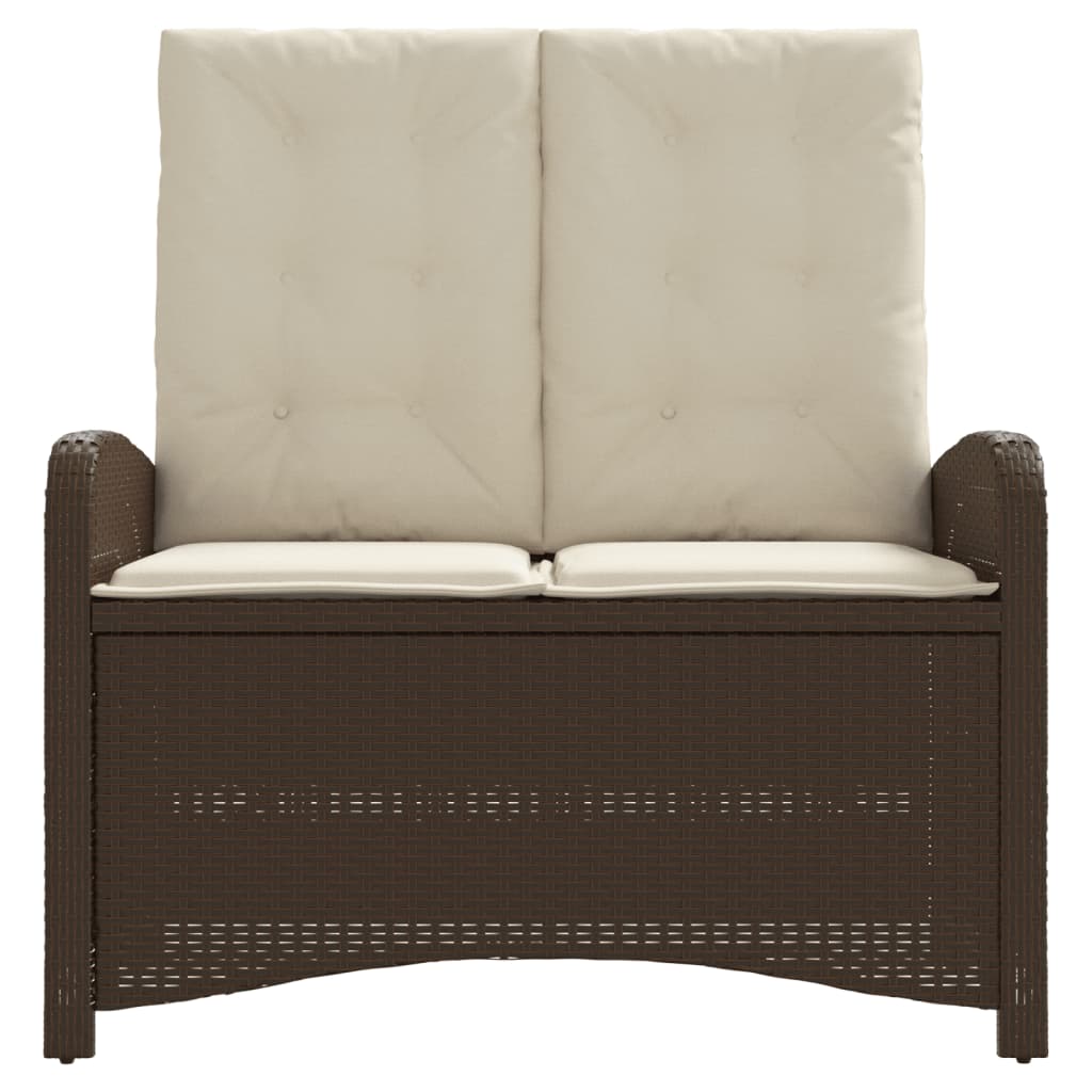 Πάγκος Κήπου Ανακλινόμενος Καφέ Συνθετικό Ρατάν με Μαξιλάρια