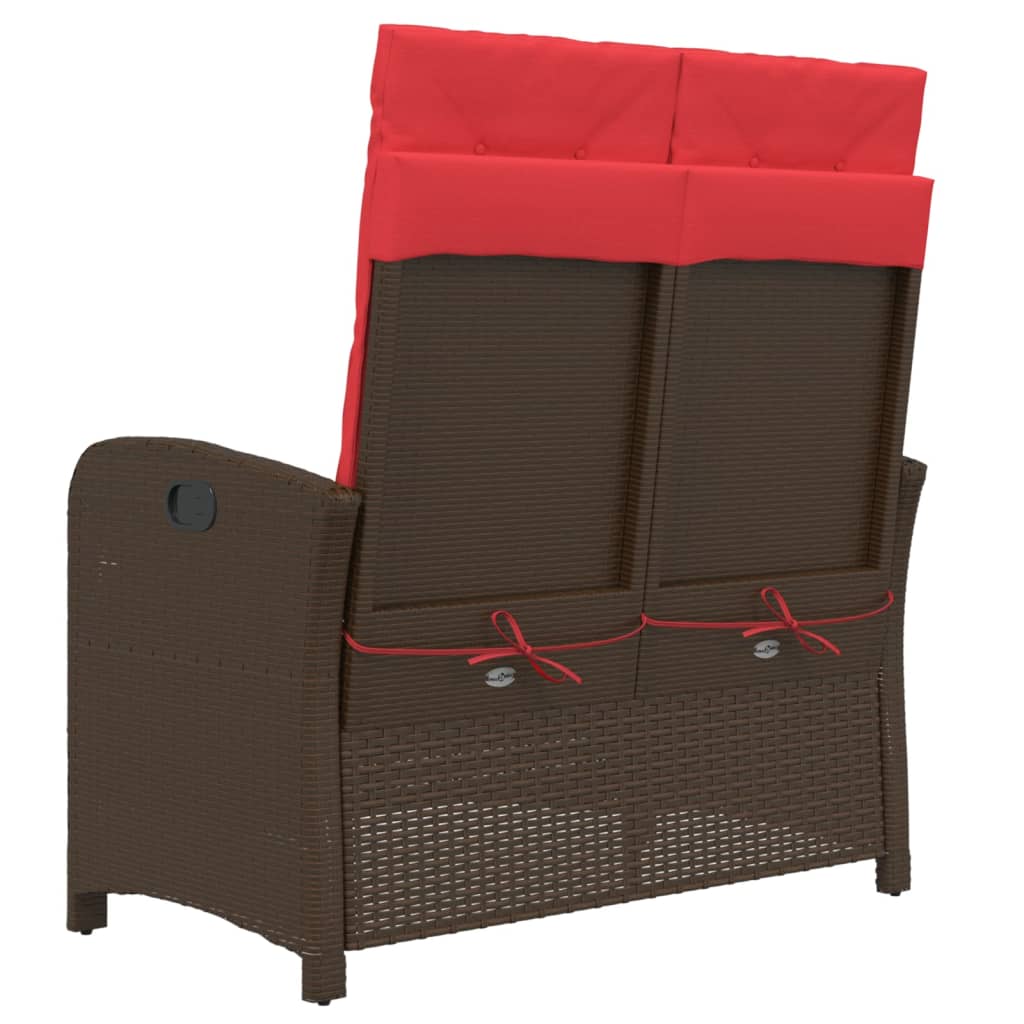 Πάγκος Κήπου Ανακλινόμενος Καφέ Συνθετικό Ρατάν με Μαξιλάρια