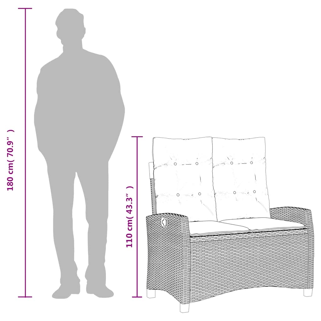 Πάγκος Κήπου Ανακλινόμενος Μπεζ Συνθετικό Ρατάν με Μαξιλάρια