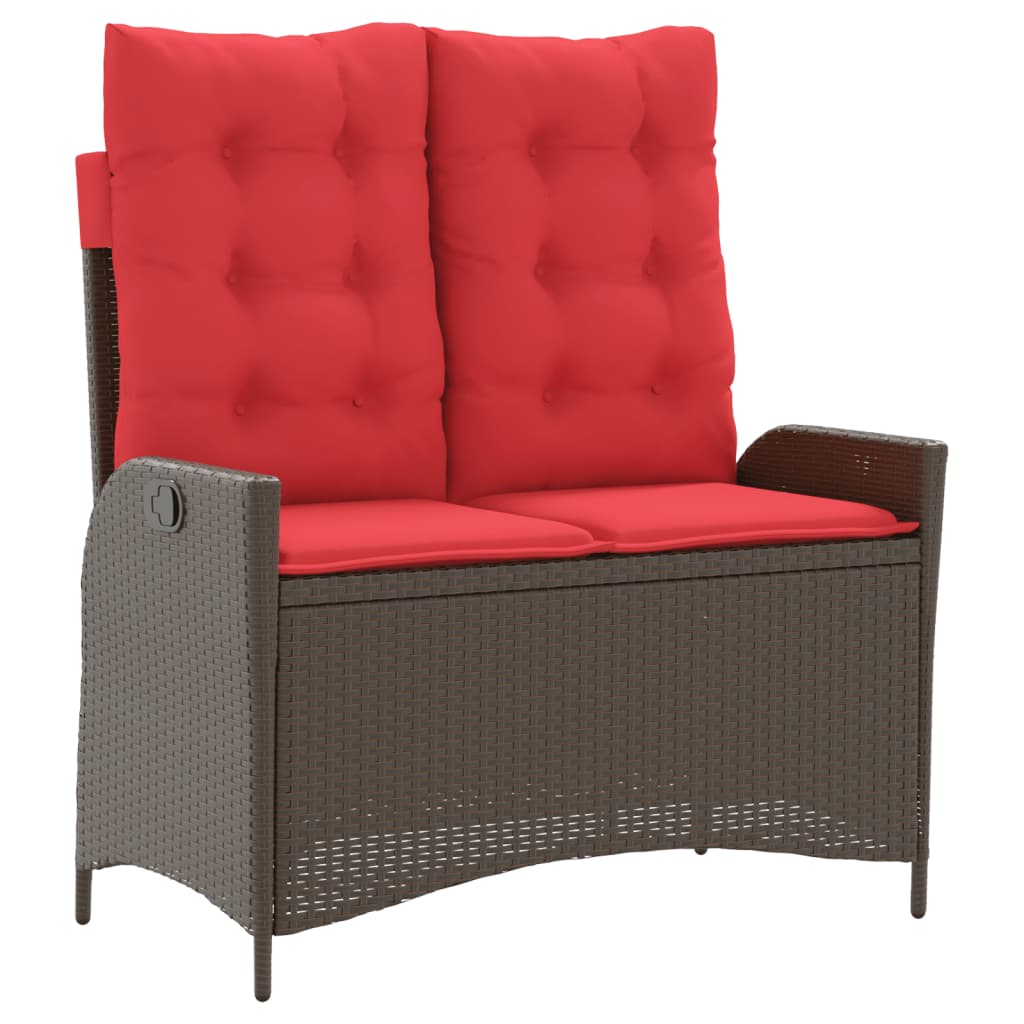 Πάγκος Κήπου Ανακλινόμενος Καφέ Συνθετικό Ρατάν με Μαξιλάρια