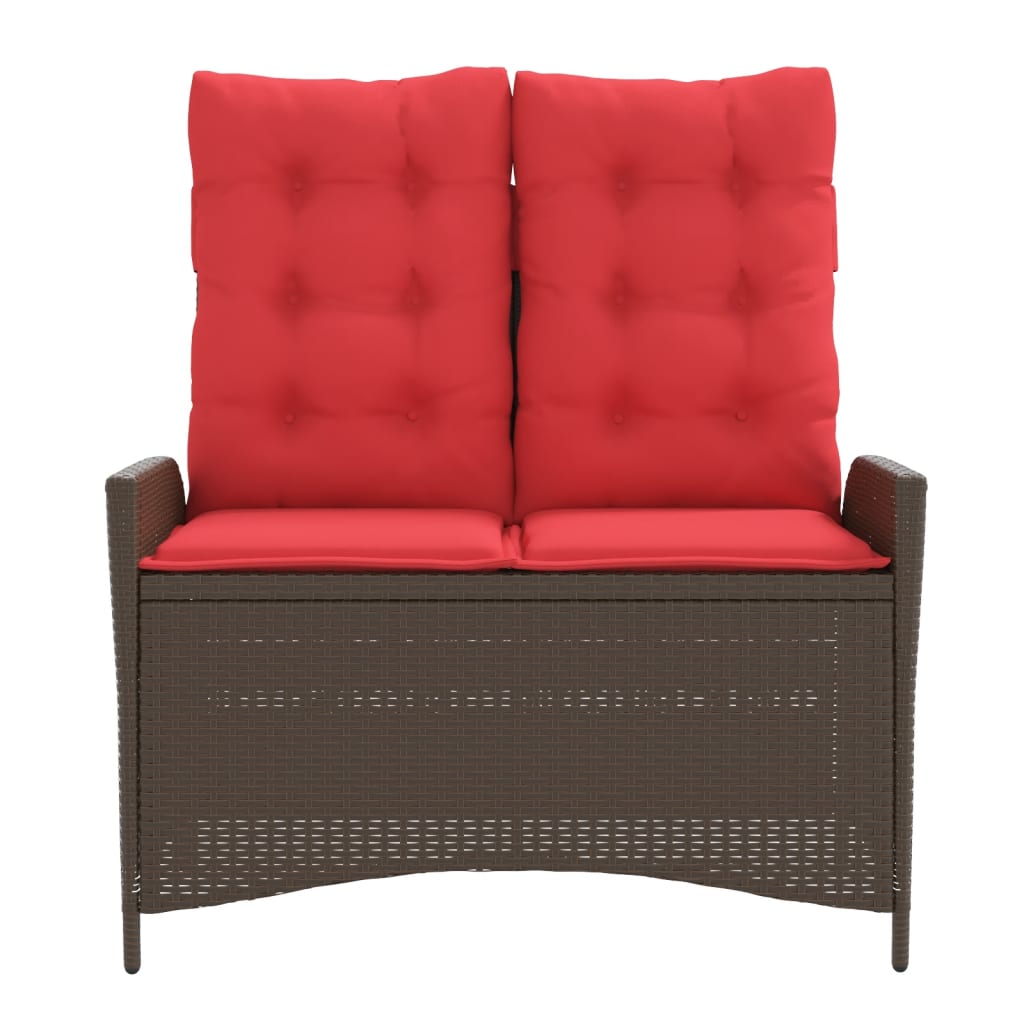 Πάγκος Κήπου Ανακλινόμενος Καφέ Συνθετικό Ρατάν με Μαξιλάρια