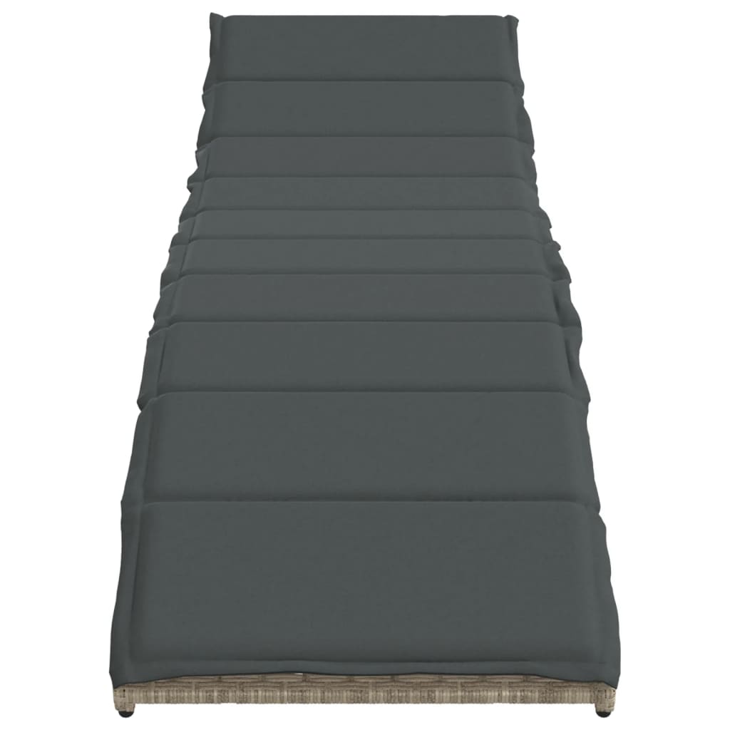 Ξαπλώστρα Αν. Γκρι 55x199x50 εκ. Συνθετικό Ρατάν με Μαξιλάρι