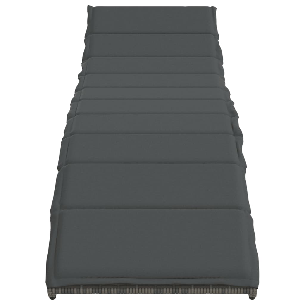 Ξαπλώστρες 2 τεμ. Γκρι από Συνθετικό Ρατάν με Τραπέζι