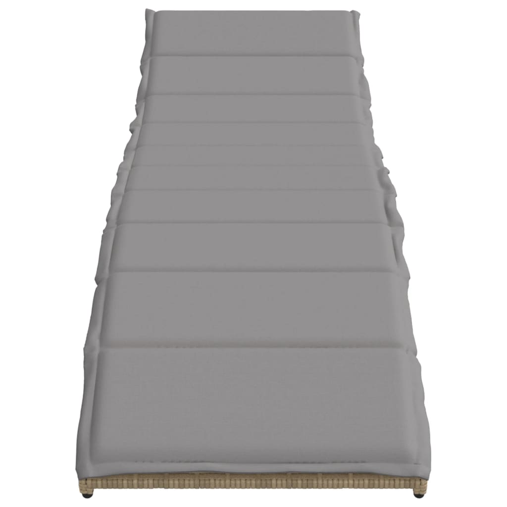 Ξαπλώστρες 2 τεμ. Μπεζ από Συνθετικό Ρατάν με Τραπέζι