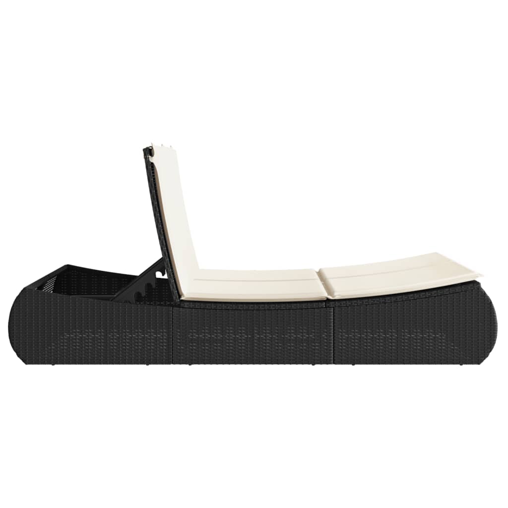 Ξαπλώστρα Διπλή Μαύρη από Συνθετικό Ρατάν με Μαξιλάρια - Pakobazaar