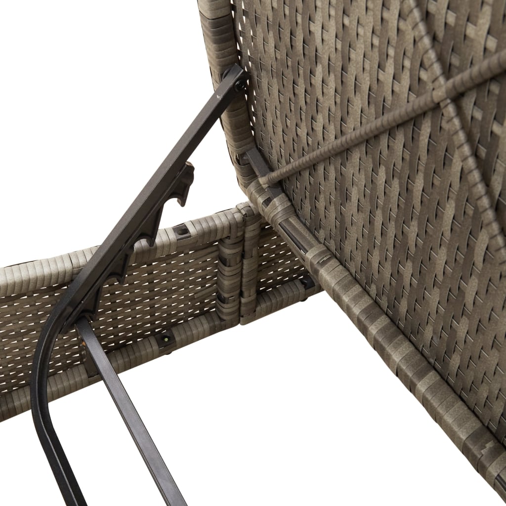 Ξαπλώστρα Διπλή Γκρι από Συνθετικό Ρατάν με Μαξιλάρια