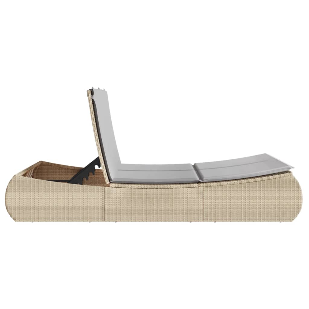 Ξαπλώστρα Διπλή Μπεζ από Συνθετικό Ρατάν με Μαξιλάρια