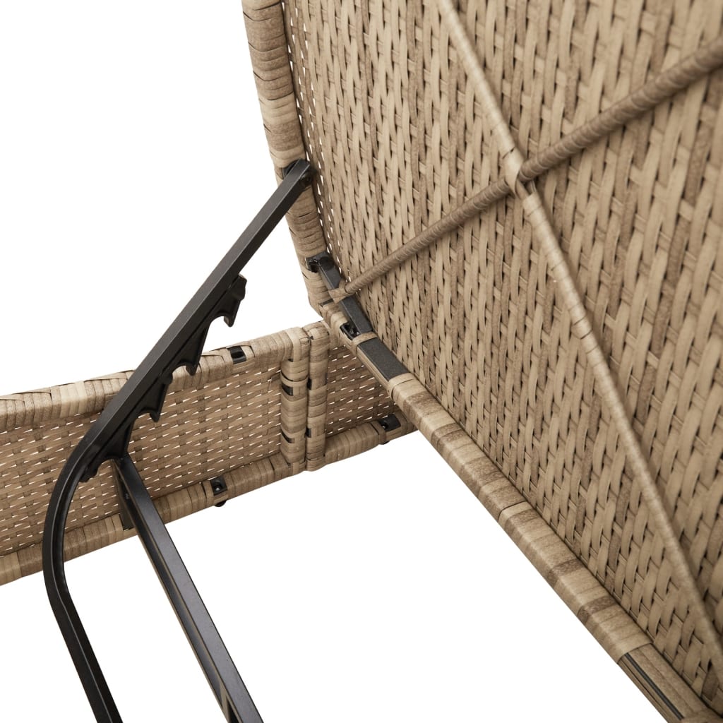 Ξαπλώστρα Διπλή Μπεζ από Συνθετικό Ρατάν με Μαξιλάρια