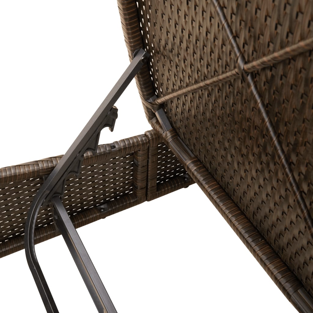 Ξαπλώστρα Διπλή Καφέ από Συνθετικό Ρατάν με Μαξιλάρια
