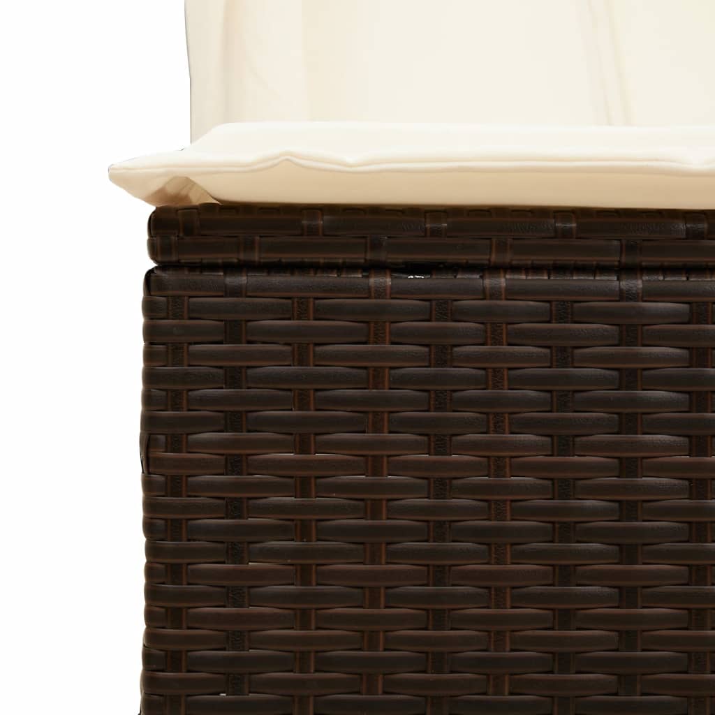 Ξαπλώστρα Διπλή Καφέ από Συνθετικό Ρατάν με Οροφή / Κουρτίνες