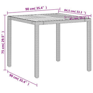 Τραπέζι Κήπου Μπεζ 90x90x75 εκ. Συνθετικό Ρατάν / Ξύλο Ακακίας
