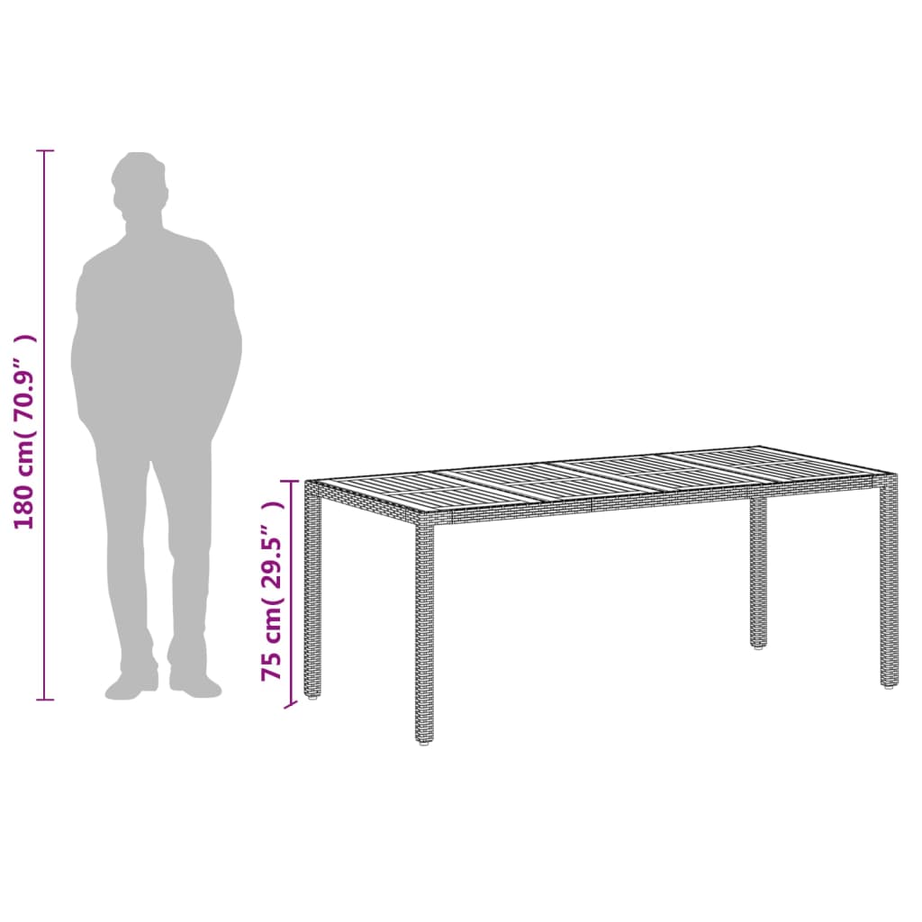Τραπέζι Κήπου Μπεζ 190x90x75εκ. Συνθετικό Ρατάν / Ξύλο Ακακίας - Pakobazaar