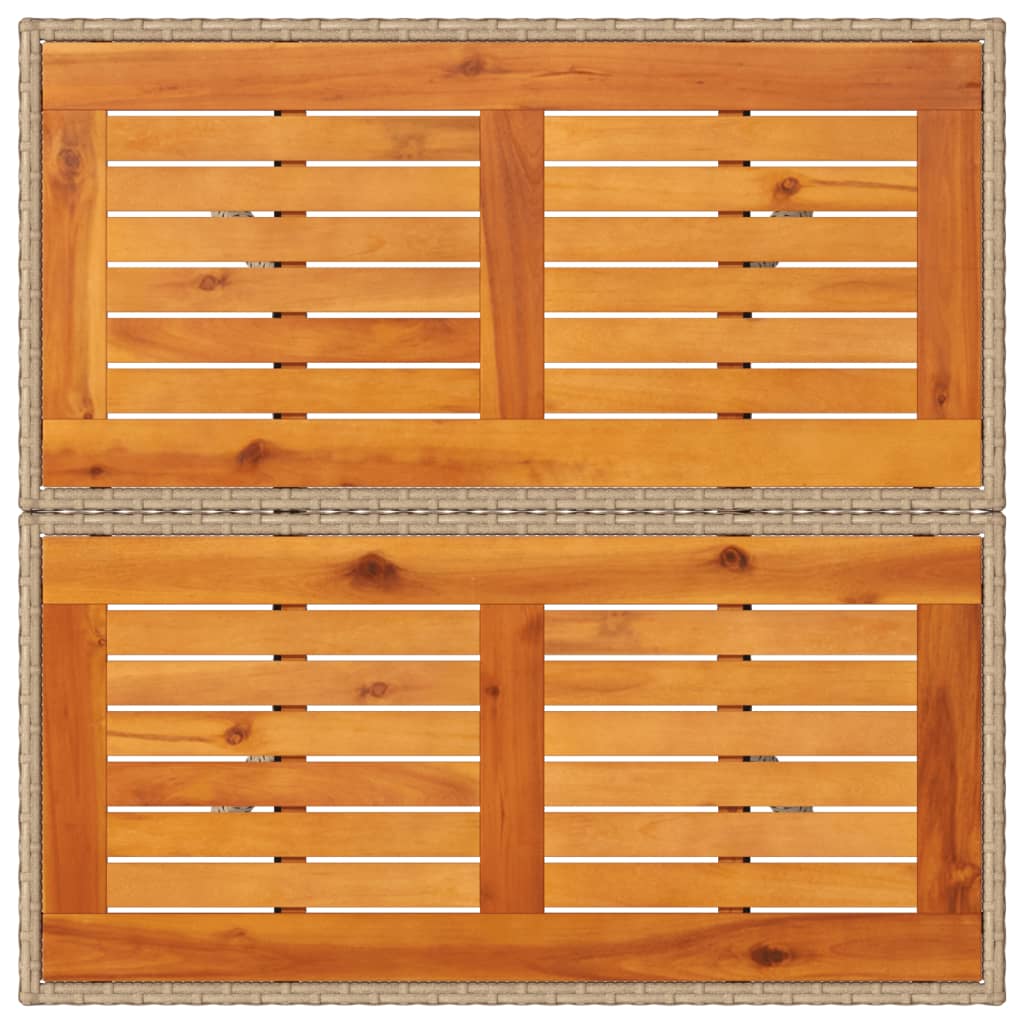 Τραπέζι Κήπου Μπεζ 80x80x75 εκ. Συνθετικό Ρατάν / Ξύλο Ακακίας