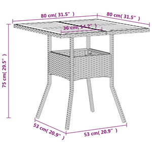 Τραπέζι Κήπου Μπεζ 80x80x75 εκ. Συνθετικό Ρατάν / Ξύλο Ακακίας