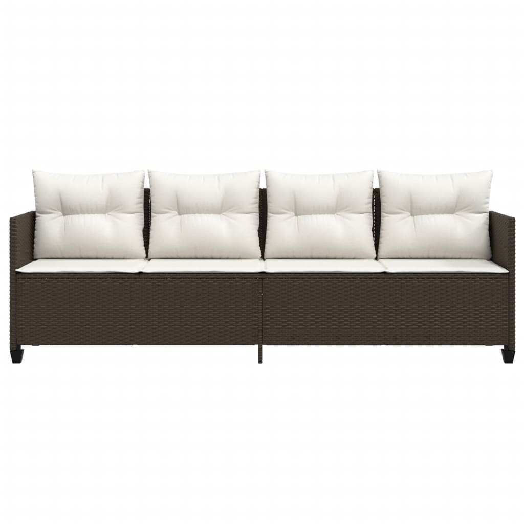 Ξαπλώστρα Καφέ από Συνθετικό Ρατάν με Μαξιλάρια - Pakobazaar