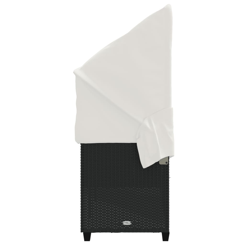 Ξαπλώστρα Μαύρη Συνθετικό Ρατάν με Σκίαστρο και Μαξιλάρια