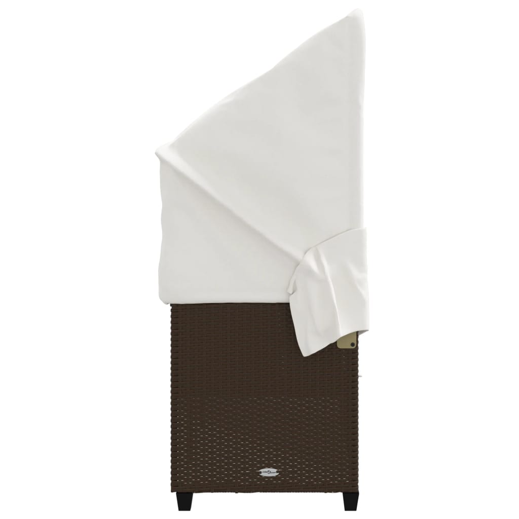 Ξαπλώστρα Καφέ Συνθετικό Ρατάν με Σκίαστρο και Μαξιλάρια - Pakobazaar