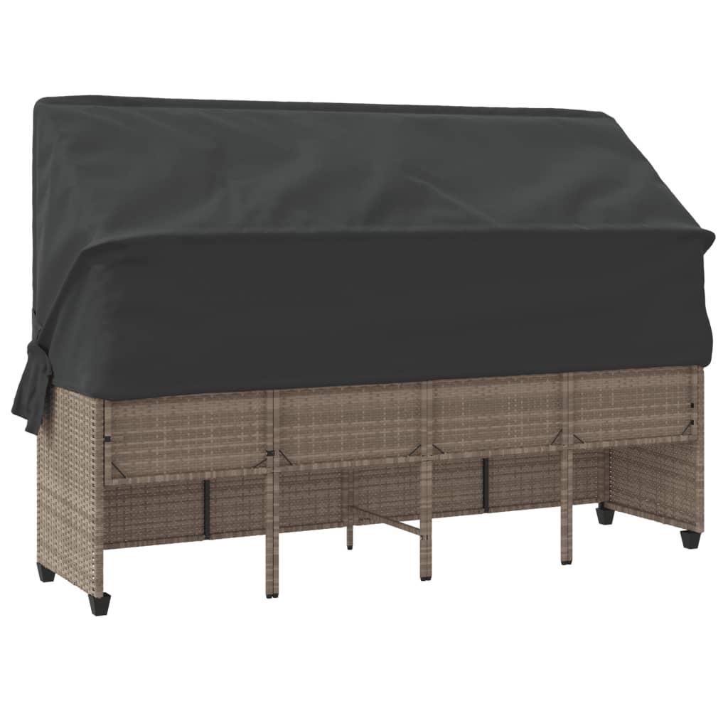 Ξαπλώστρα Αν. Γκρι Συνθετικό Ρατάν με Σκίαστρο και Μαξιλάρια - Pakobazaar