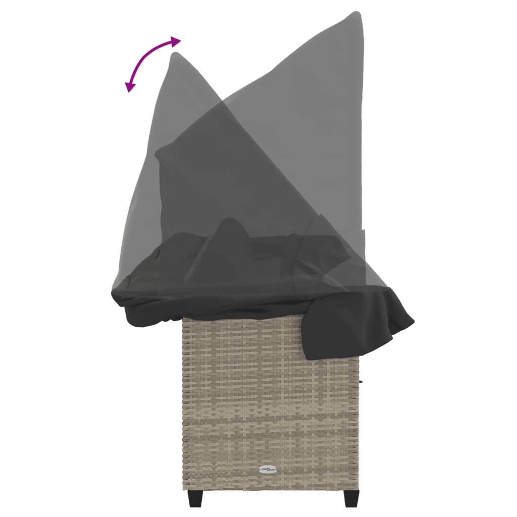 Ξαπλώστρα Αν. Γκρι Συνθετικό Ρατάν με Σκίαστρο και Μαξιλάρια - Pakobazaar