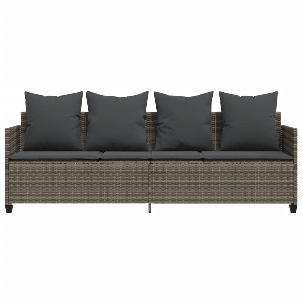 Ξαπλώστρα με Μαξιλάρια Γκρι από Συνθετικό Ρατάν