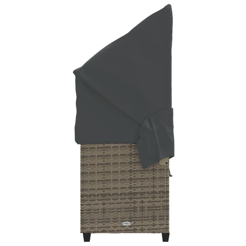 Ξαπλώστρα Γκρι Συνθετικό Ρατάν με Σκίαστρο και Μαξιλάρια