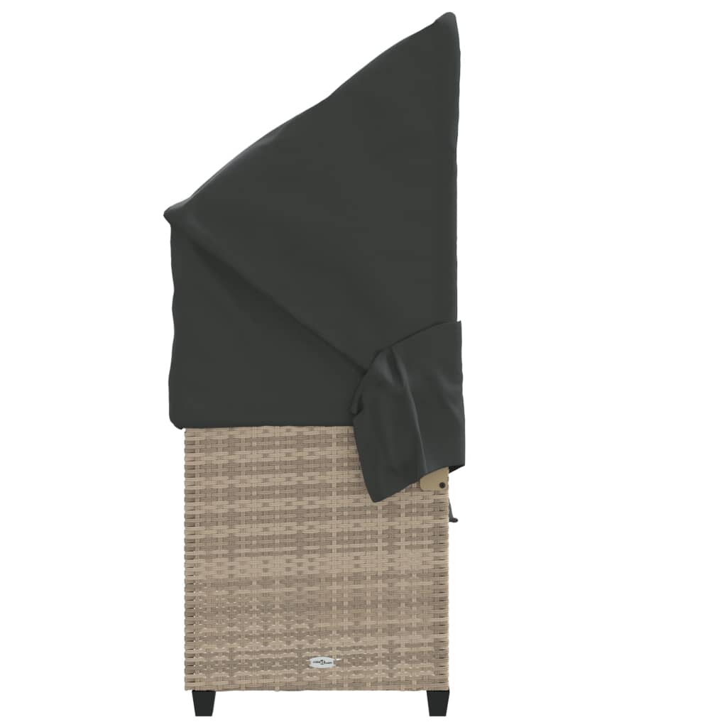 Ξαπλώστρα Αν. Γκρι Συνθετικό Ρατάν με Σκίαστρο και Μαξιλάρια