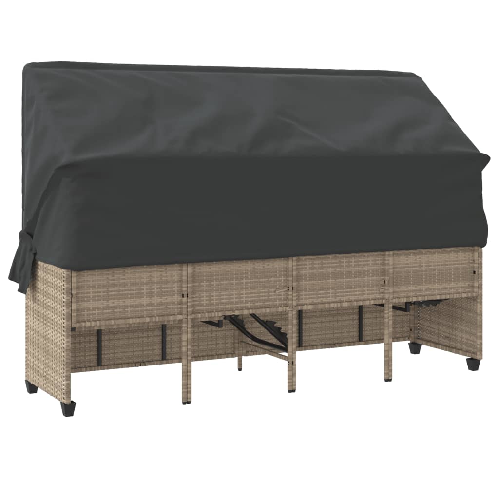 Ξαπλώστρα Αν. Γκρι Συνθετικό Ρατάν με Σκίαστρο και Μαξιλάρια