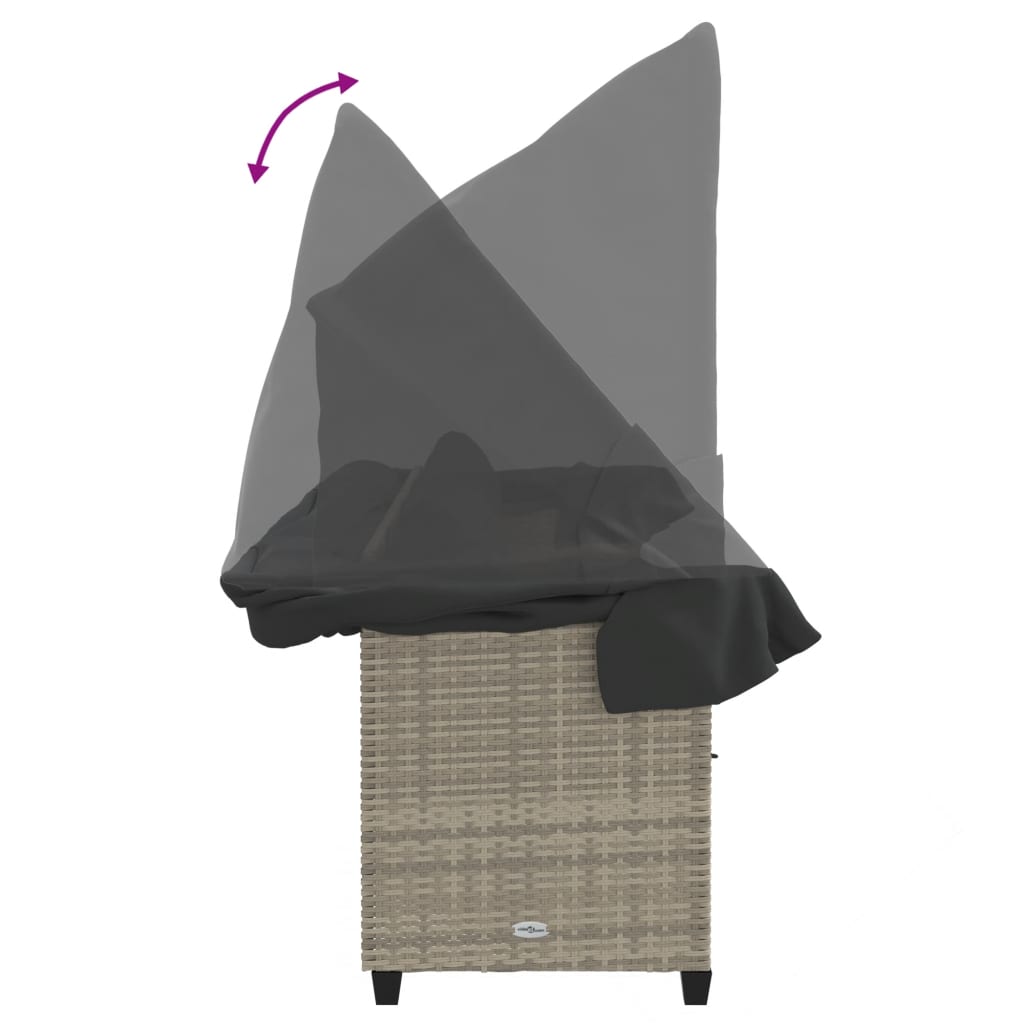 Ξαπλώστρα Αν. Γκρι Συνθετικό Ρατάν με Σκίαστρο και Μαξιλάρια