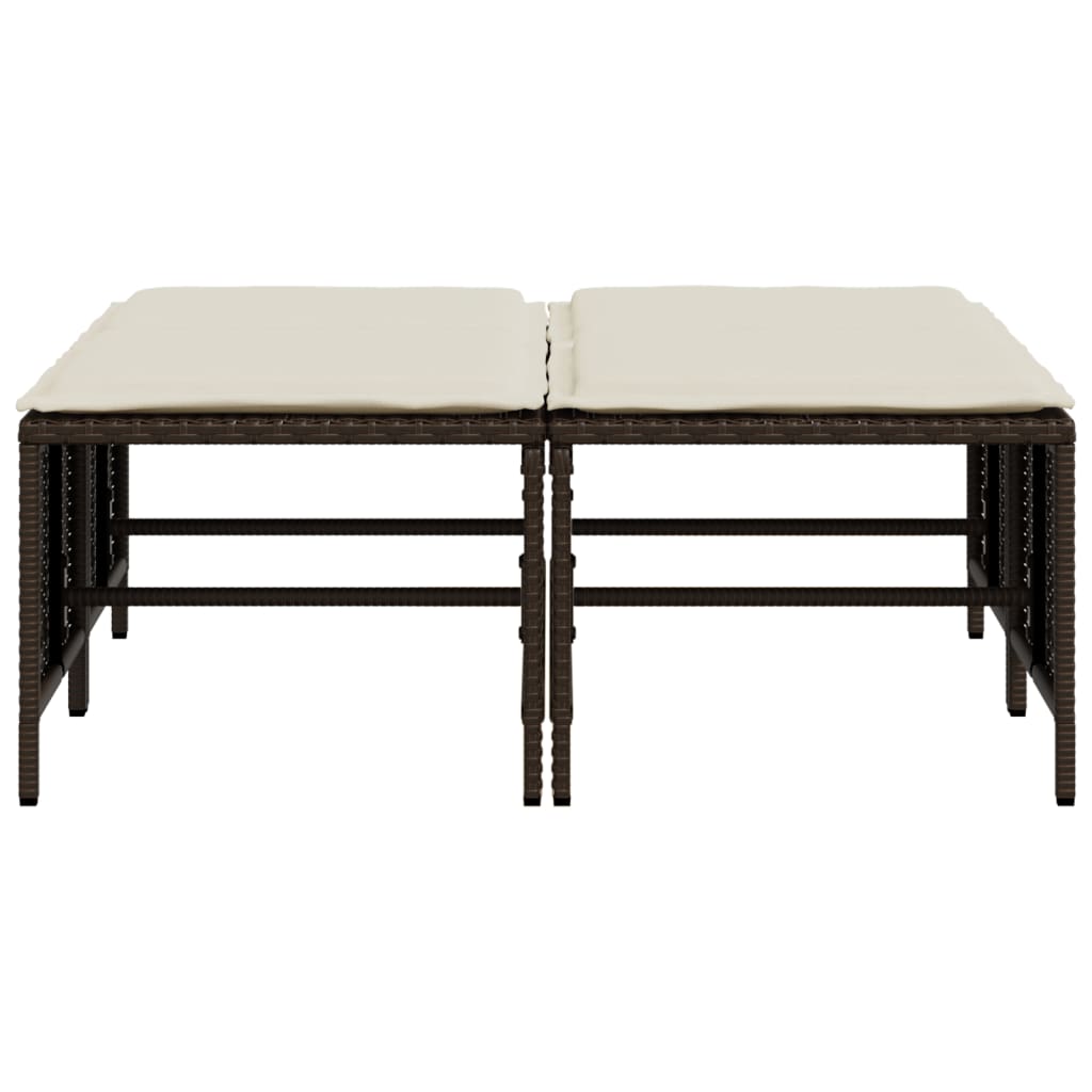 Σκαμπό Κήπου 4 τεμ. Καφέ από Συνθετικό Ρατάν με Μαξιλάρια