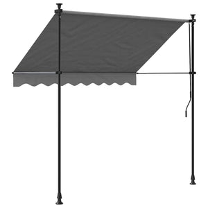 Τέντα Συρόμενη Ανθρακί 200 x 150 εκ. από Ύφασμα και Ατσάλι