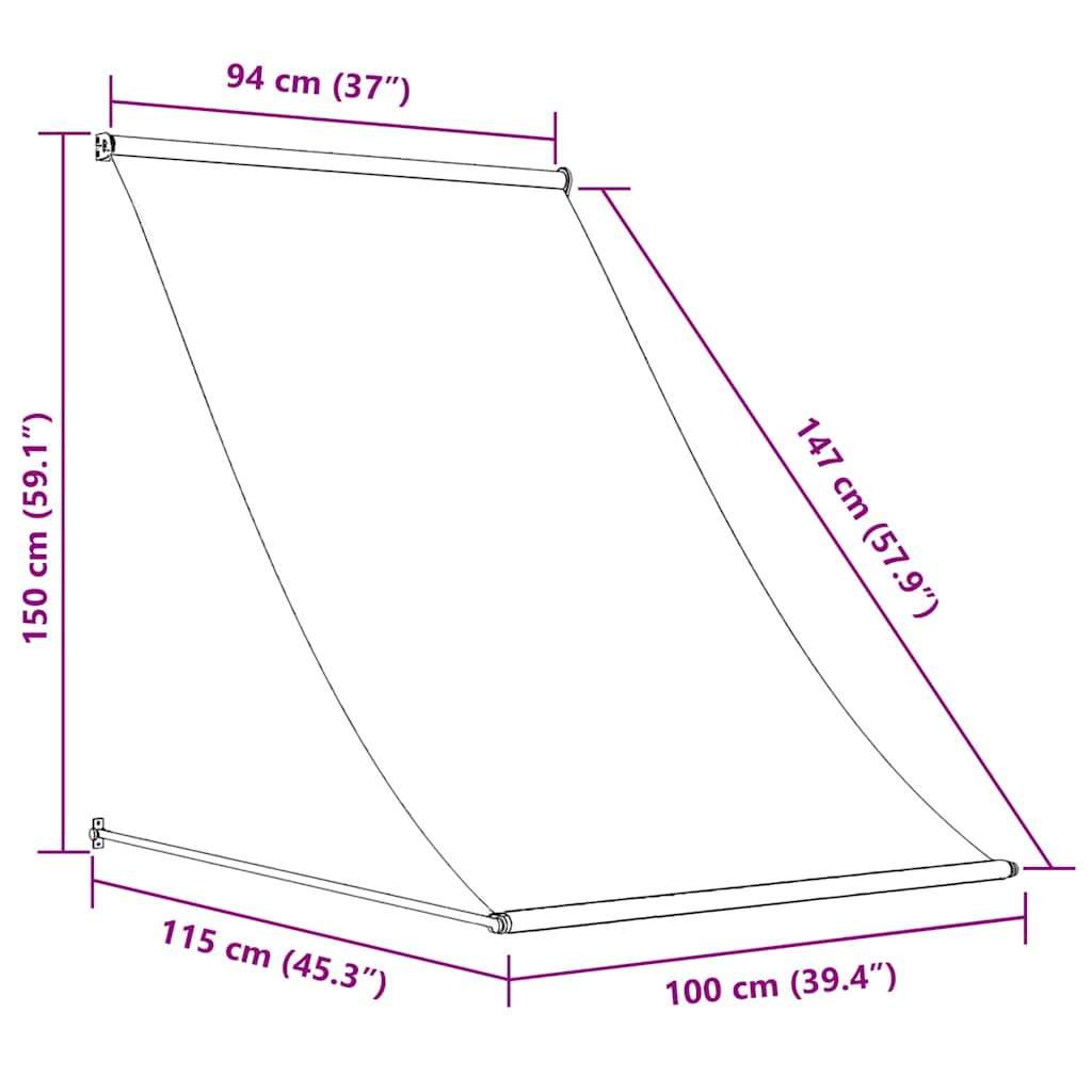 Τέντα Συρόμενη Ανθρακί 100 x 150 εκ. από Ύφασμα και Ατσάλι - Pakobazaar