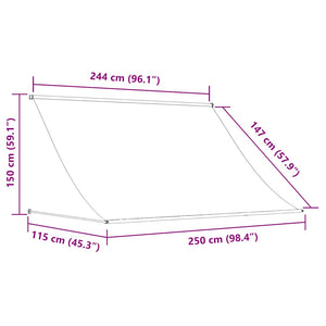 Τέντα Συρόμενη Κρεμ 250 x 150 εκ. από Ύφασμα και Ατσάλι