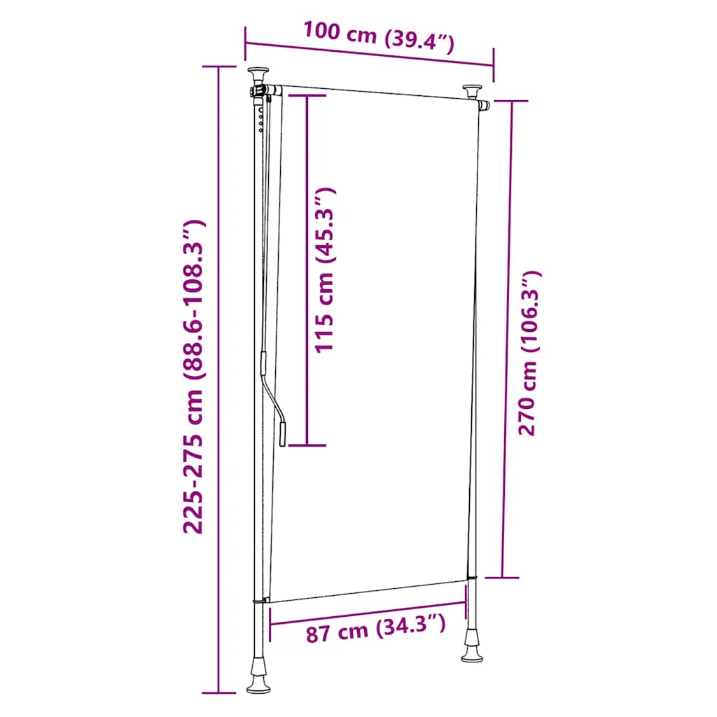 Στόρι Σκίασης Ρόλερ Εξ.Χώρου Μπλε/Λευκό 100x270εκ Ύφασμα/Ατσάλι