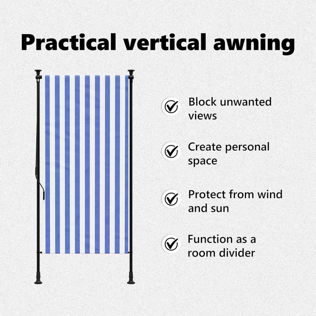 Στόρι Σκίασης Ρόλερ Εξ.Χώρου Μπλε/Λευκό 120x270εκ Ύφασμα/Ατσάλι