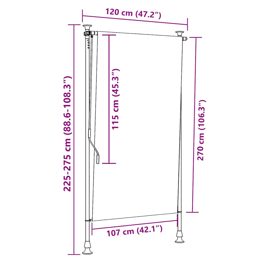 Στόρι Σκίασης Ρόλερ Εξ.Χώρου Μπλε/Λευκό 120x270εκ Ύφασμα/Ατσάλι