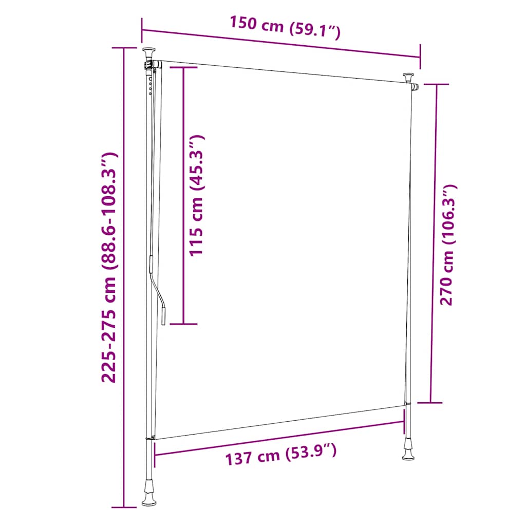 Στόρι Σκίασης Ρόλερ Εξ.Χώρου Μπλε/Λευκό 150x270εκ Ύφασμα/Ατσάλι