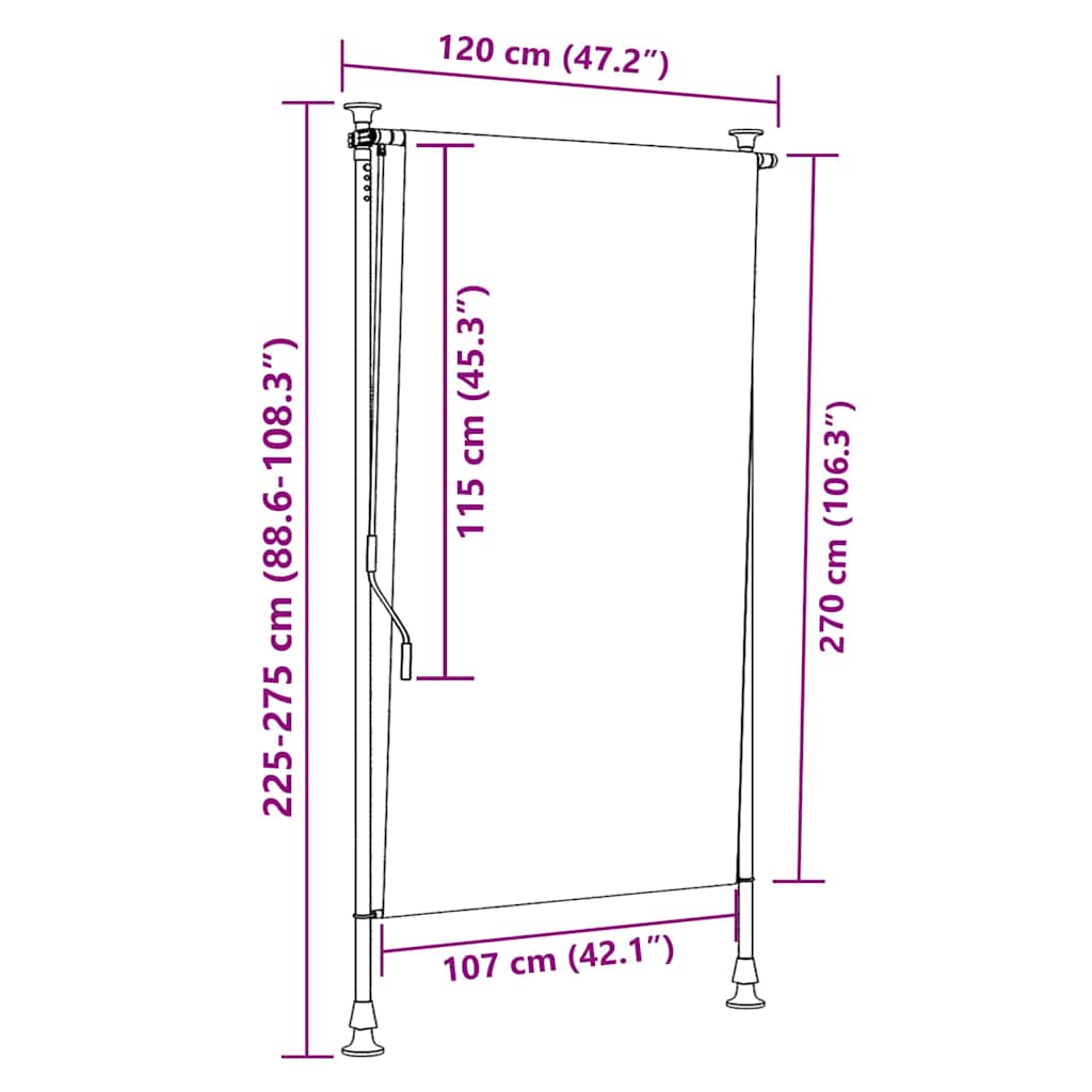 Στόρι Ρόλερ Εξ. Χώρου Πορτοκαλί/Λευκό 120x270 εκ. Ύφασμα/Ατσάλι