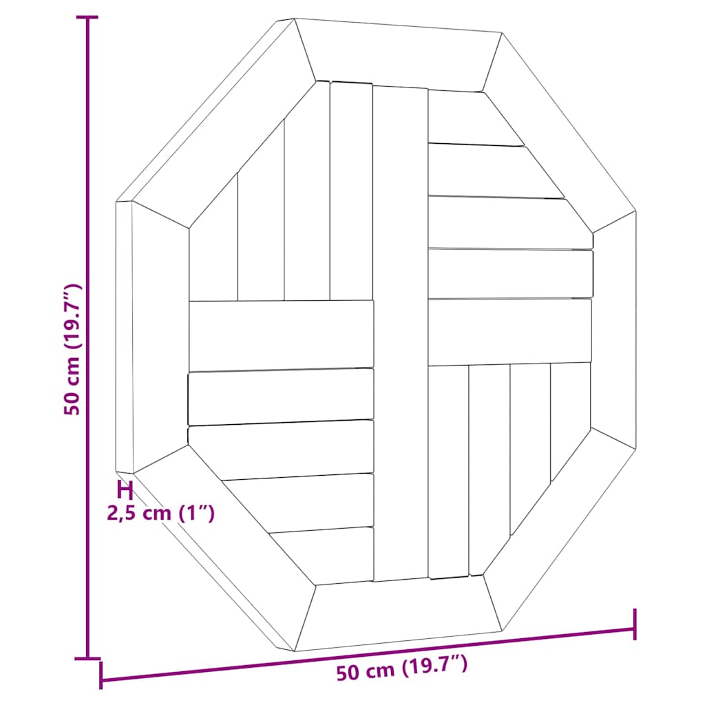 Επιφάνεια Τραπεζιού Οκτάγωνη 50x50x2,5 εκ. Μασίφ Ξύλο Teak