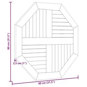 Επιφάνεια Τραπεζιού Οκτάγωνη 80x80x2,5 εκ. Μασίφ Ξύλο Teak