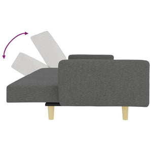 Καναπές Κρεβάτι Διθέσιος με Υποπόδιο Σκούρο Γκρι Υφασμάτινος - Pakobazaar