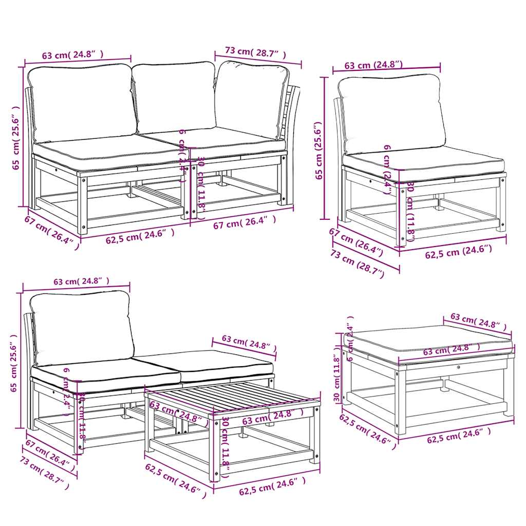 Σαλόνι Κήπου Σετ 11 Τεμαχίων Μασίφ Ξύλο Ακακίας με Μαξιλάρια